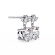 Luxury Round Cut Lab Grown Diamond Drop Earrings with Marquise Cut Crystal Floral Top Cluster - View 4