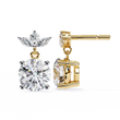 Luxury Round Cut Moissanite Diamond Drop Earrings with Marquise Cut Crystal Floral Top Cluster - View 5