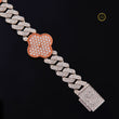 Luxury Two Tone Lab Grown Diamond Cuban Bracelet with Clover Accents Hip Hop Jewelry - View 4