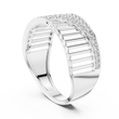 Round Cut Moissanite Diamond Men's Vertical Pillar Cage Pave Statement Ring - View 9