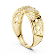 Round Cut Lab Grown Diamond Men's T Shield Pave Openwork Gold Ring - View 7