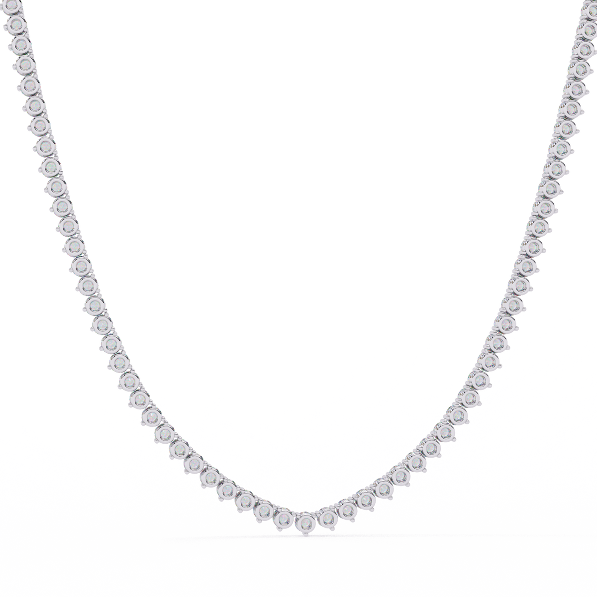 Round Cut Lab Grown Diamond V Shape Tennis Necklace - View 12
