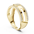 Round Cut Moissanite Diamond Men's Modern Side Cutout Architectural Wedding Band - View 7
