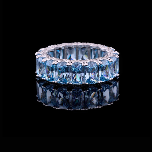 Full Sparkle Moissanite Radiant Cut Diamond Eternity Statement Band