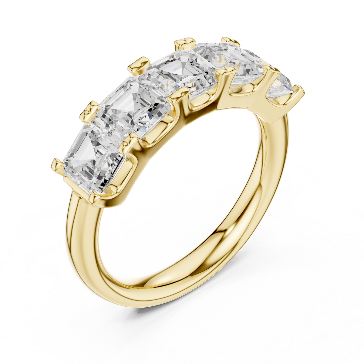 Asscher Cut Lab Diamond Half Eternity Wedding Band - View 4