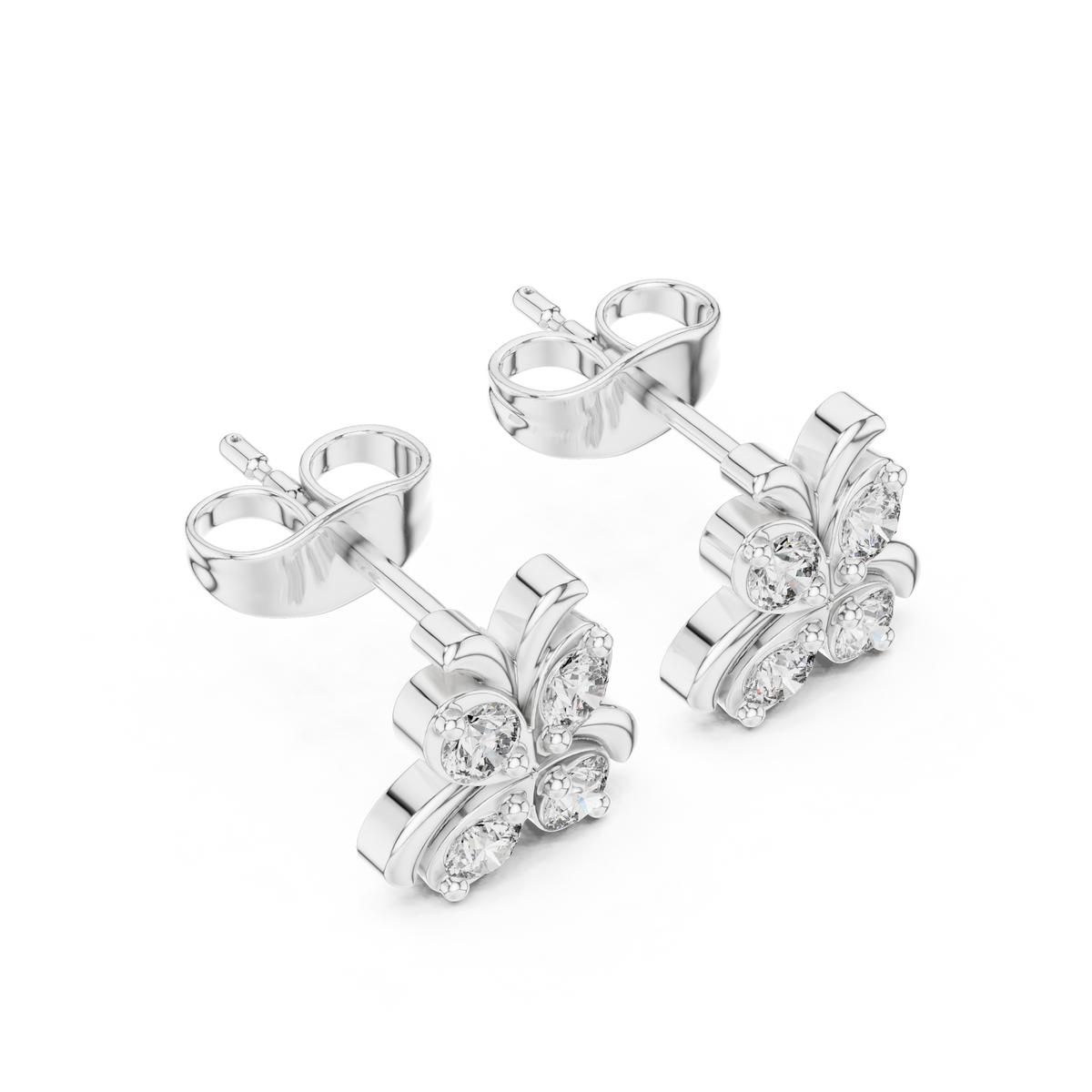 Artfully Sculpted Butterfly Design Featuring Brilliant Round Lab Diamond Earring - View 6