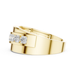 Round Cut Moissanite Diamond Men's Curved Swirl Channel Set Gold Band - View 7