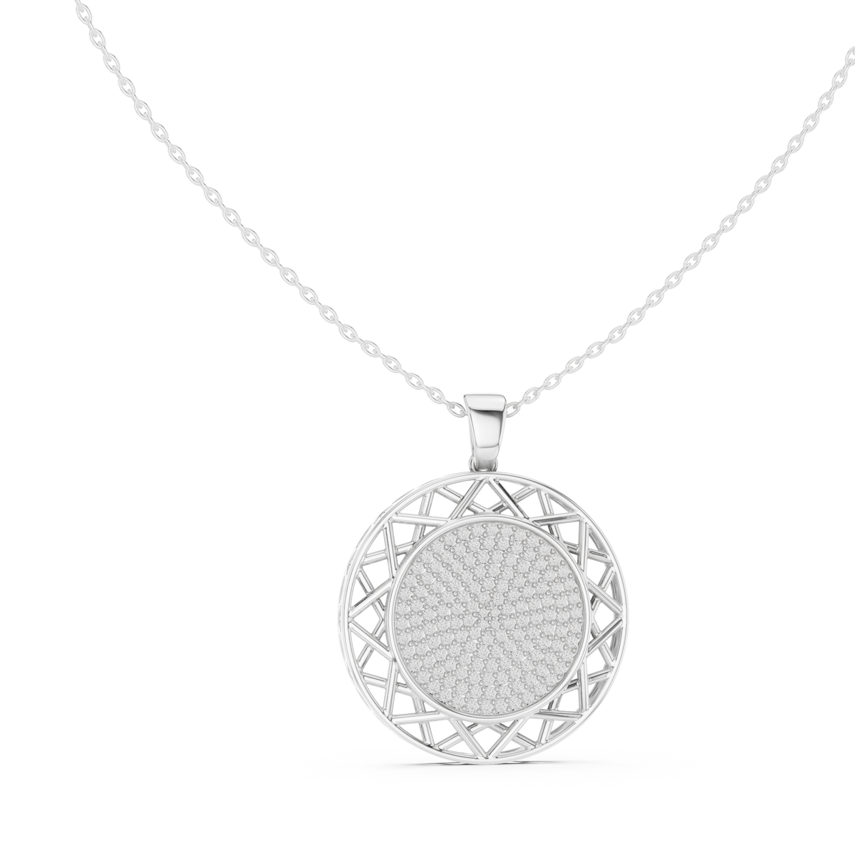 Circular Medallion Pendant with Cluster Round Lab Grown Diamond - View 3