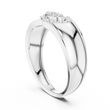 Round Cut Lab Grown Diamond Men's Modern Split Link Pave Gold Engagement Ring - View 9