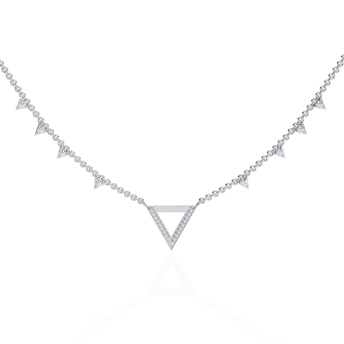 Open Triangle Pave Station Lab Grown Pendant Necklace - View 3