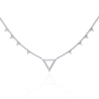 Open Triangle Pave Station Moissanite Pendant Necklace - View 3