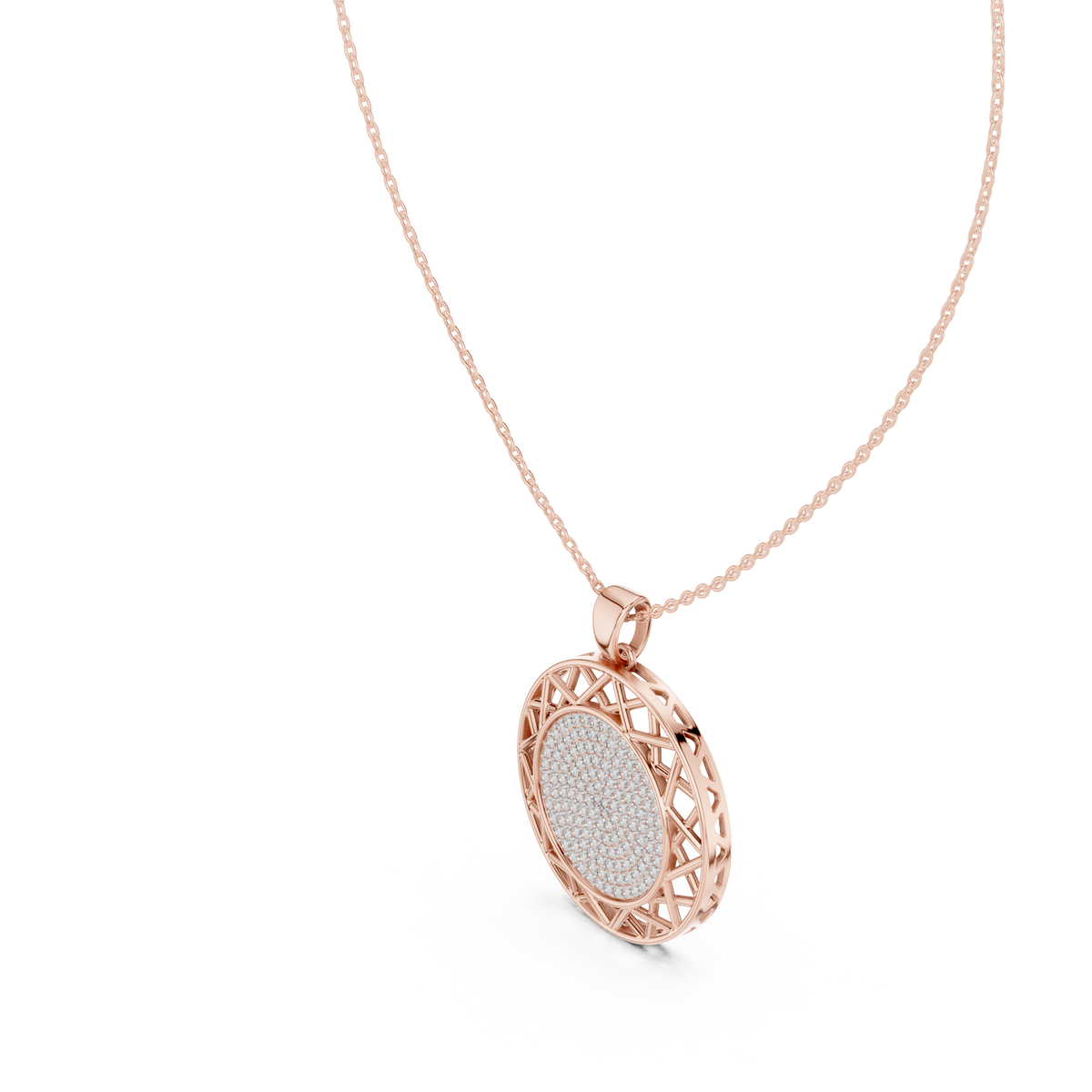 Circular Medallion Pendant with Cluster Round Lab Grown Diamond - View 11