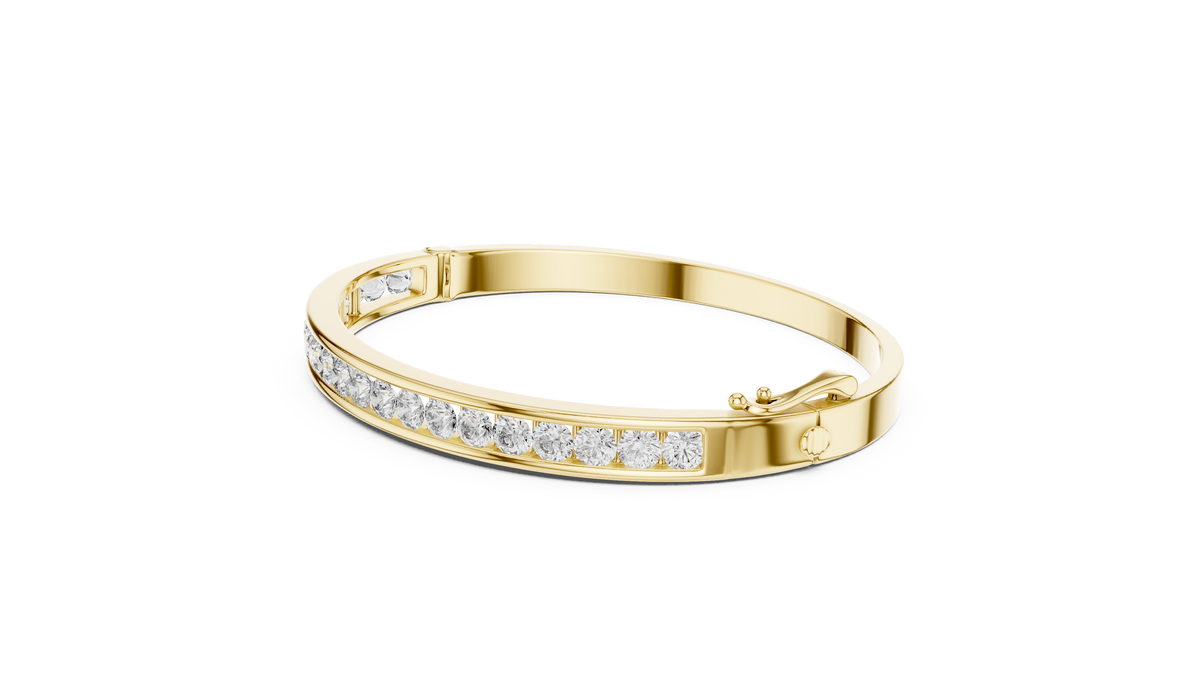 Round Cut Moissanite Diamond Hinged Bangle with Channel Setting - View 4