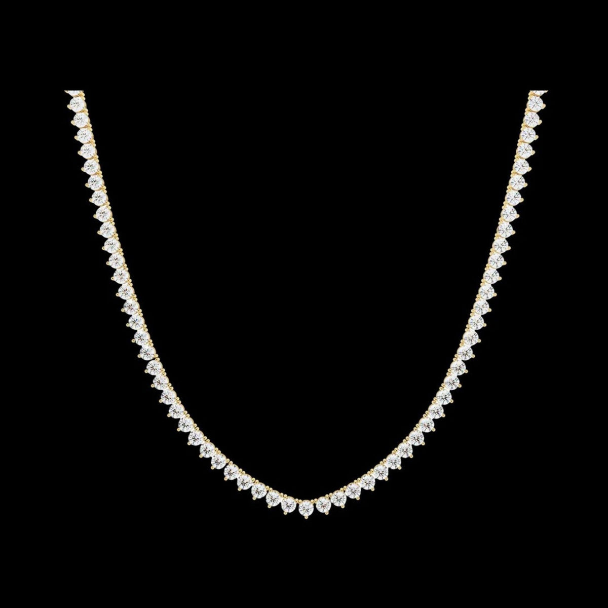 Round Cut Lab Grown Diamond V Shape Tennis Necklace