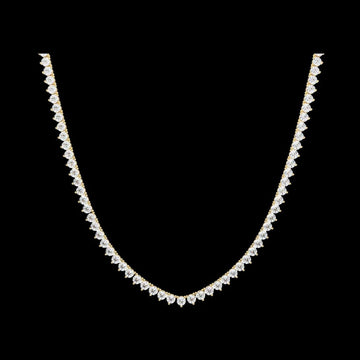 Round Cut Lab Grown Diamond V Shape Tennis Necklace