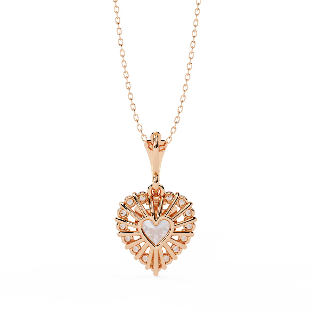 Heart Shape Lab Grown Diamond Halo Pendant Necklace - View 6