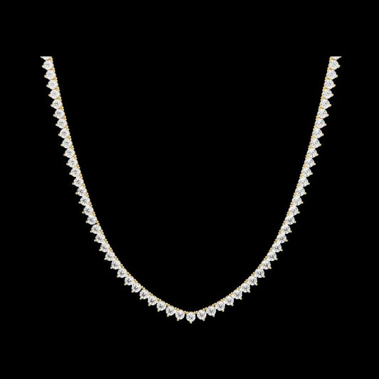 Round Cut Moissanite Diamond V Shape Tennis Necklace