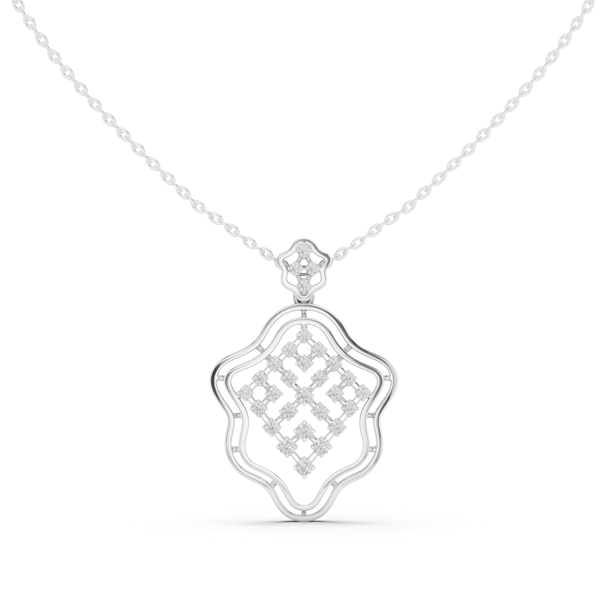 Openwork Quatrefoil Moissanite Pattern Necklace - View 3