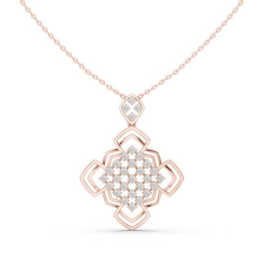 Round Diamond Floral Geometric Moissanite Diamond Necklace - View 2