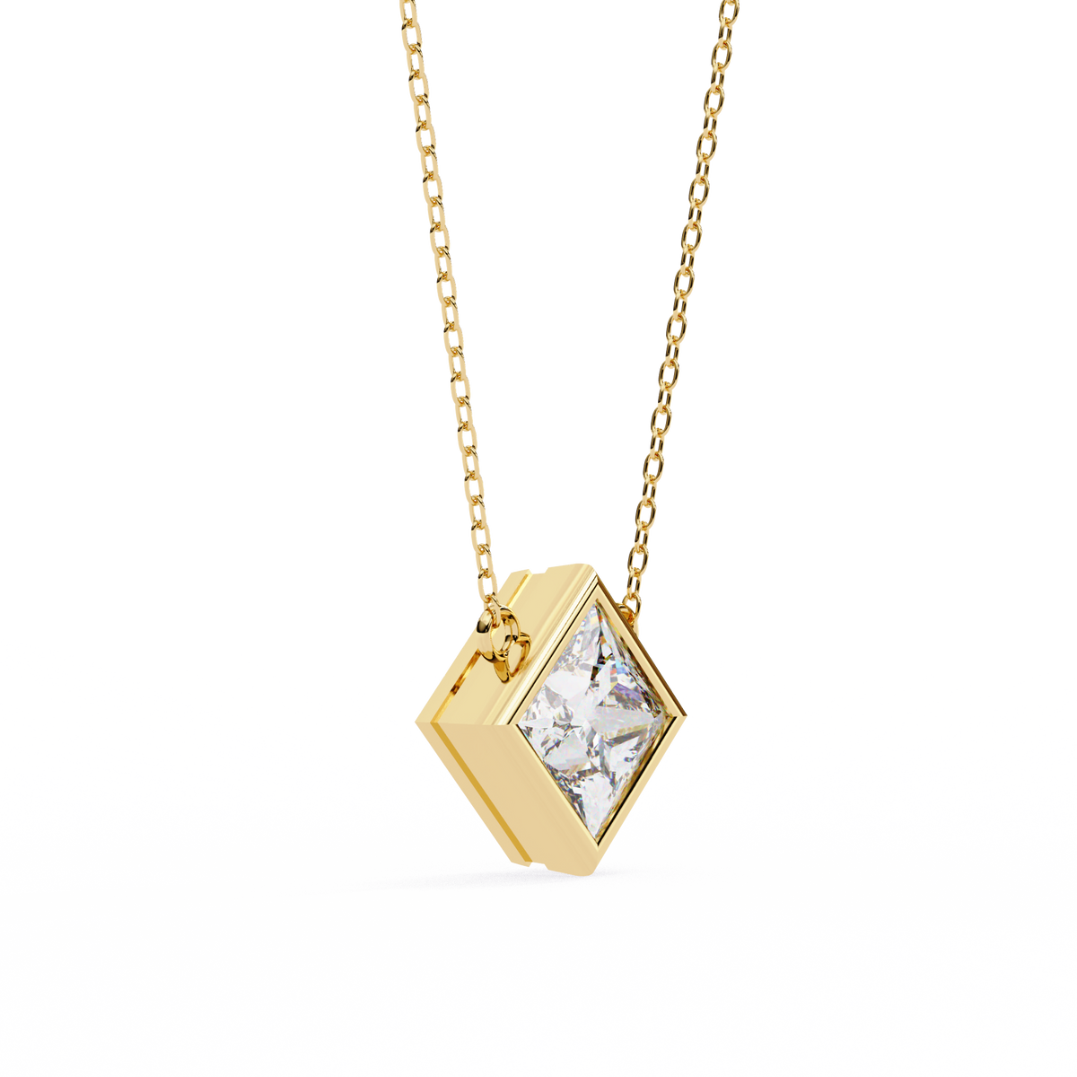 Kite Set Princess Lab Grown Diamond Pendant with Full Bezel Setting - View 5