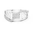 Round Cut Moissanite Diamond Men's Geometric Asymmetric Diagonal Pave Wedding Ring - View 3