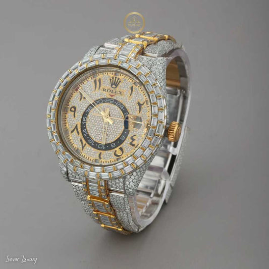 Exclusive Custom Baguette & Round Cut Lab Grown Diamonds Luxury Watch By Ivevar
