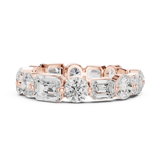 Round & Emerald Cut Moissanite Diamond Eternity Band - View 2