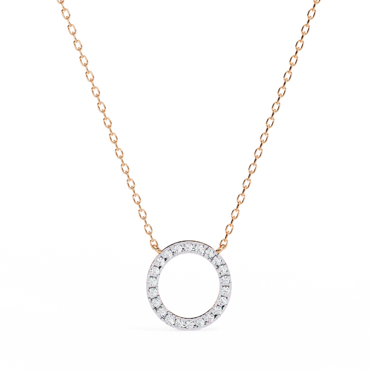 Round Cut Lab Grown Diamond Open Circle Halo Pendant - View 3