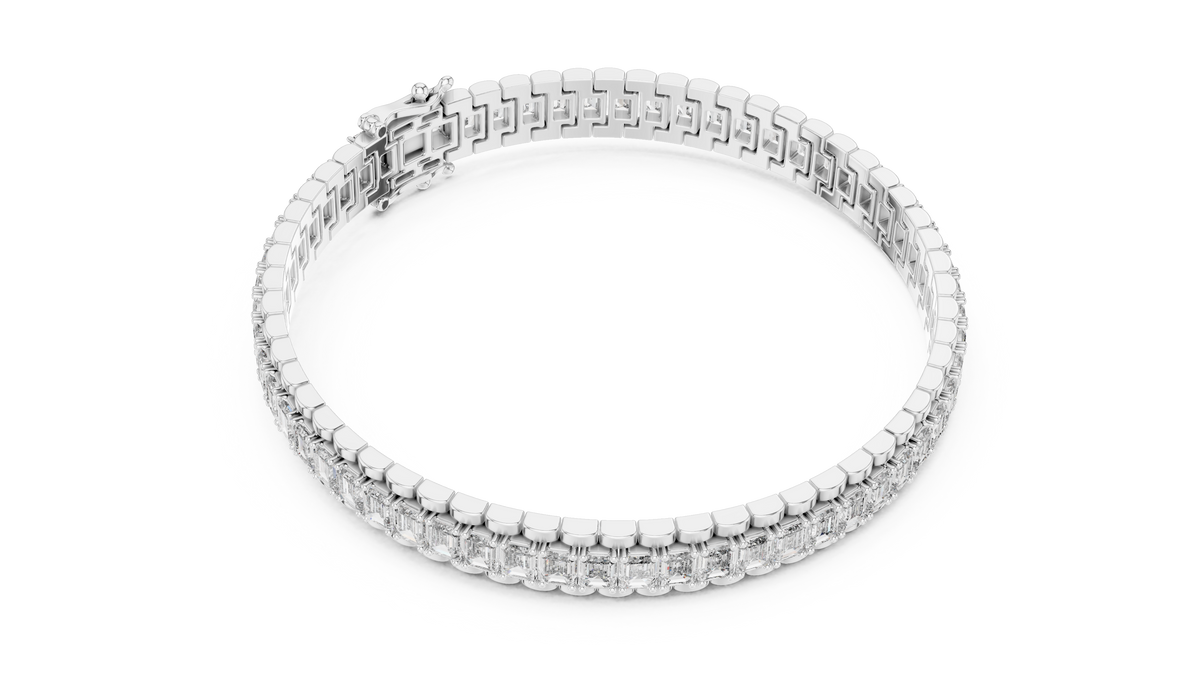 Emerald Cut Lab Diamond Inline Tennis Bracelet Sleek Channel Setting - View 9