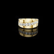 Round Cut Lab Grown Diamond Men's Curved Swirl Channel Set Gold Band