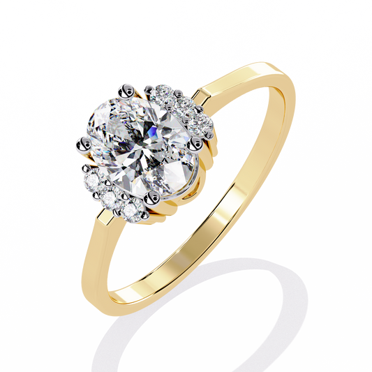 Oval Lab Diamond Cluster Wedding Bridal Ring - View 2