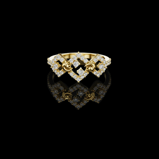 Round Cut Crown Lab Diamond Statement Ring