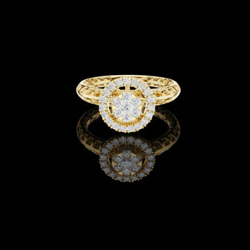 Round Floral Cluster Double Halo Lab Grown Diamond Ring