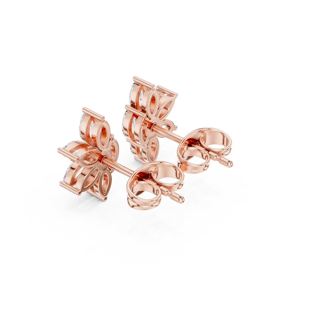 Floral Blossom Moissanite Diamond Marquise Cut Starburst Cluster Studs Earring - View 3