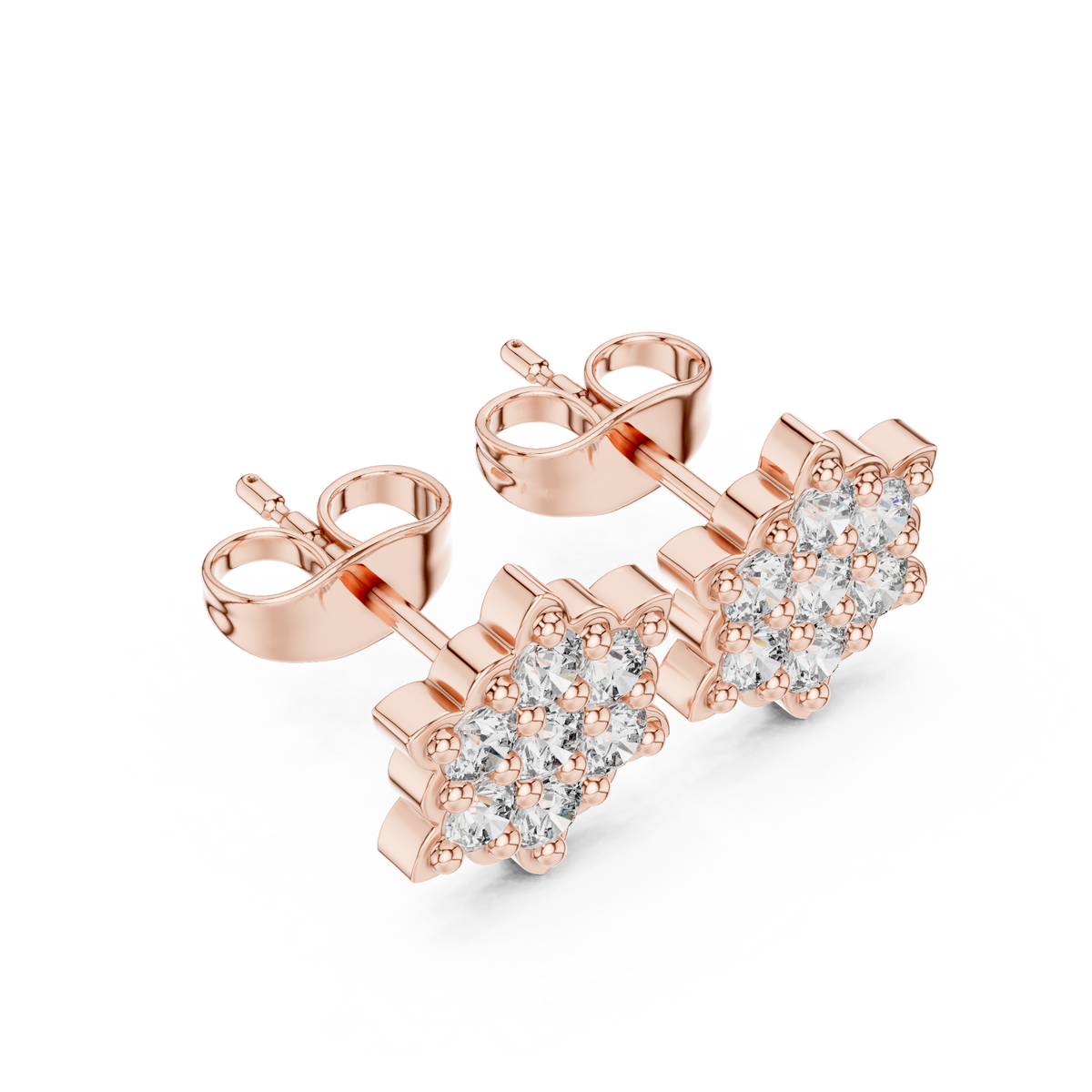 Celestial Bloom Moissanite Diamond Cluster Stud Earrings with Petal Inspired Floral Geometry - View 5