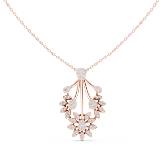 Floral Drop Pendant with Round Moissanite Diamond - View 2