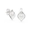 Layered Leaf Round Lab Diamond Geometric Stud Earrings with Pavé Detail - View 9