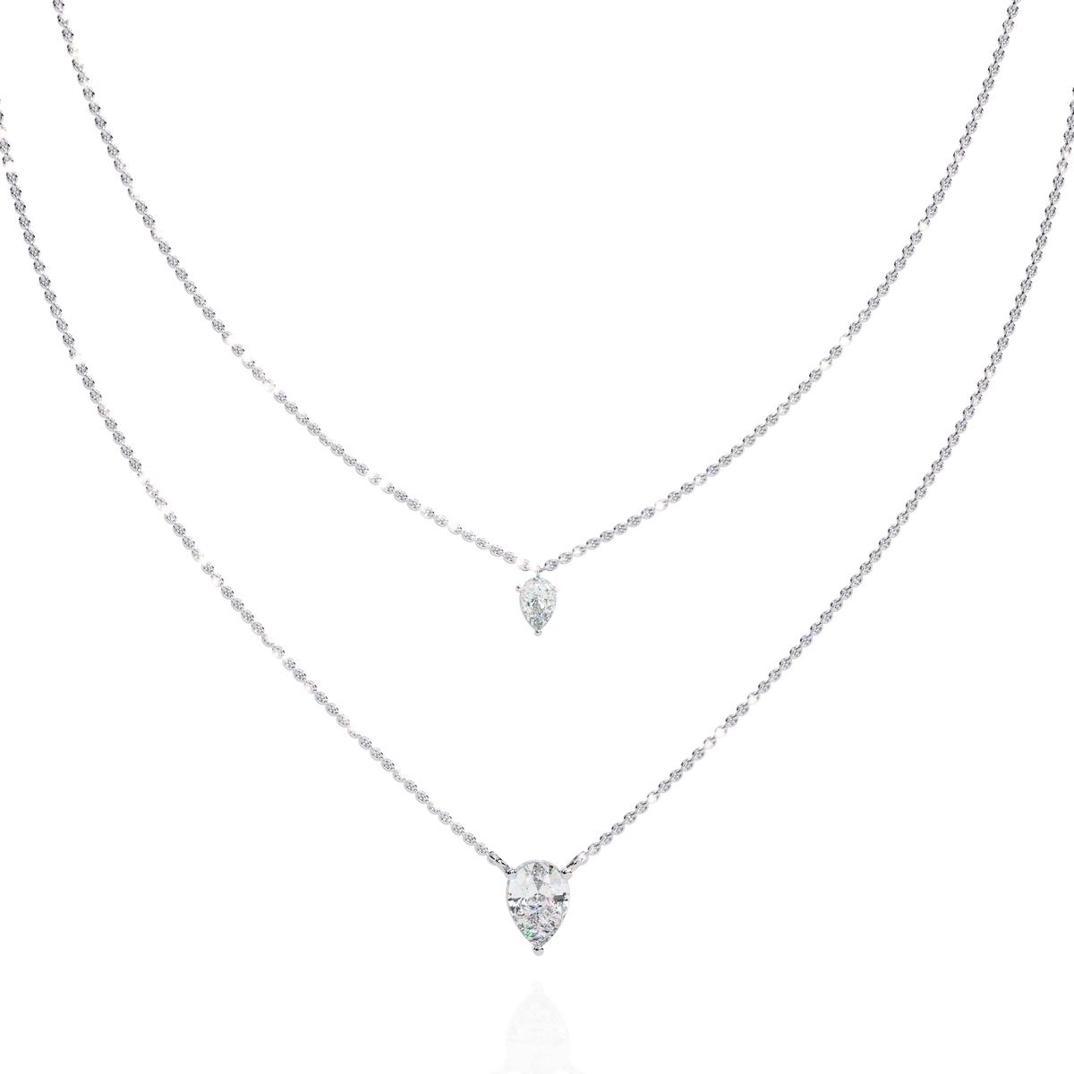 Layered Pear Cut Lab Grown Diamond Double Pendant Necklace - View 3