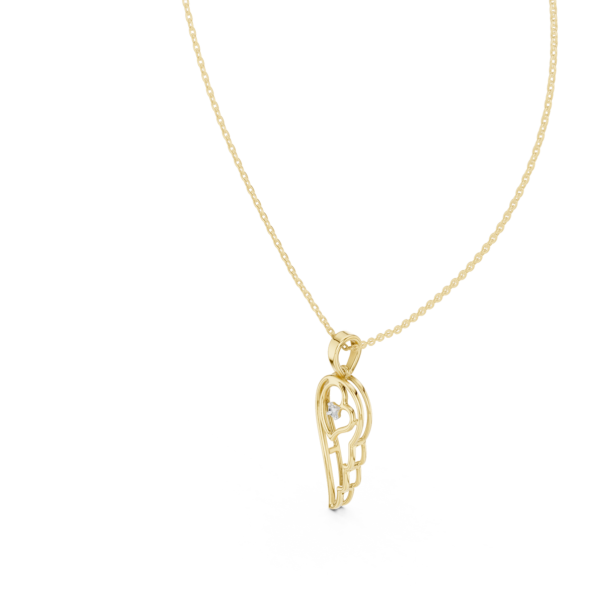 Abstract Spiritual Silhouette Charm Pendant with Round Moissanite Diamond - View 10