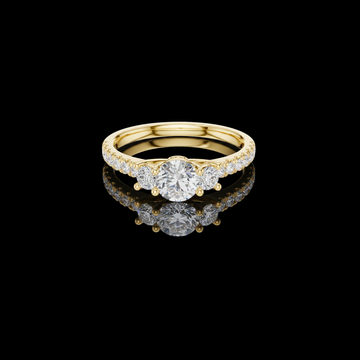 Pave Setting Round Cut Moissanite Diamond Engagement Ring