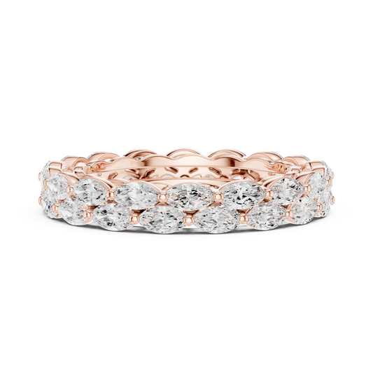 Scalloped Marquise Cut Lab Diamond Eternity Wedding Band - View 2