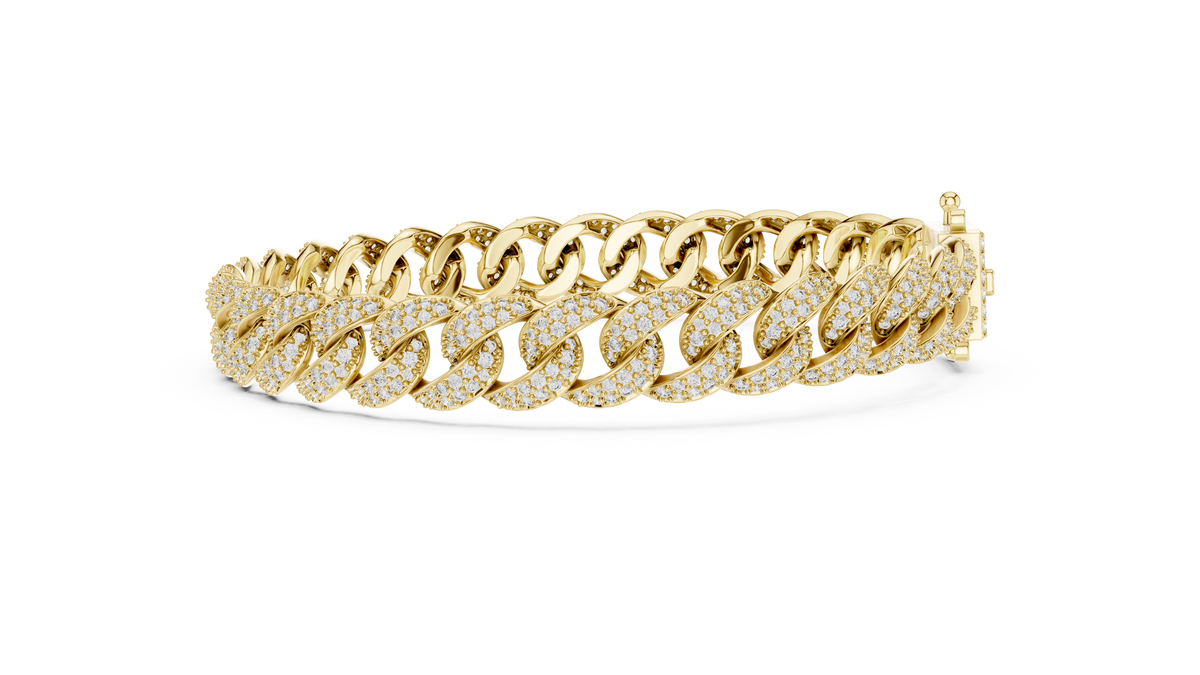 Round Cut Moissanite Diamond Miami Cuban Link Bracelet - View 4