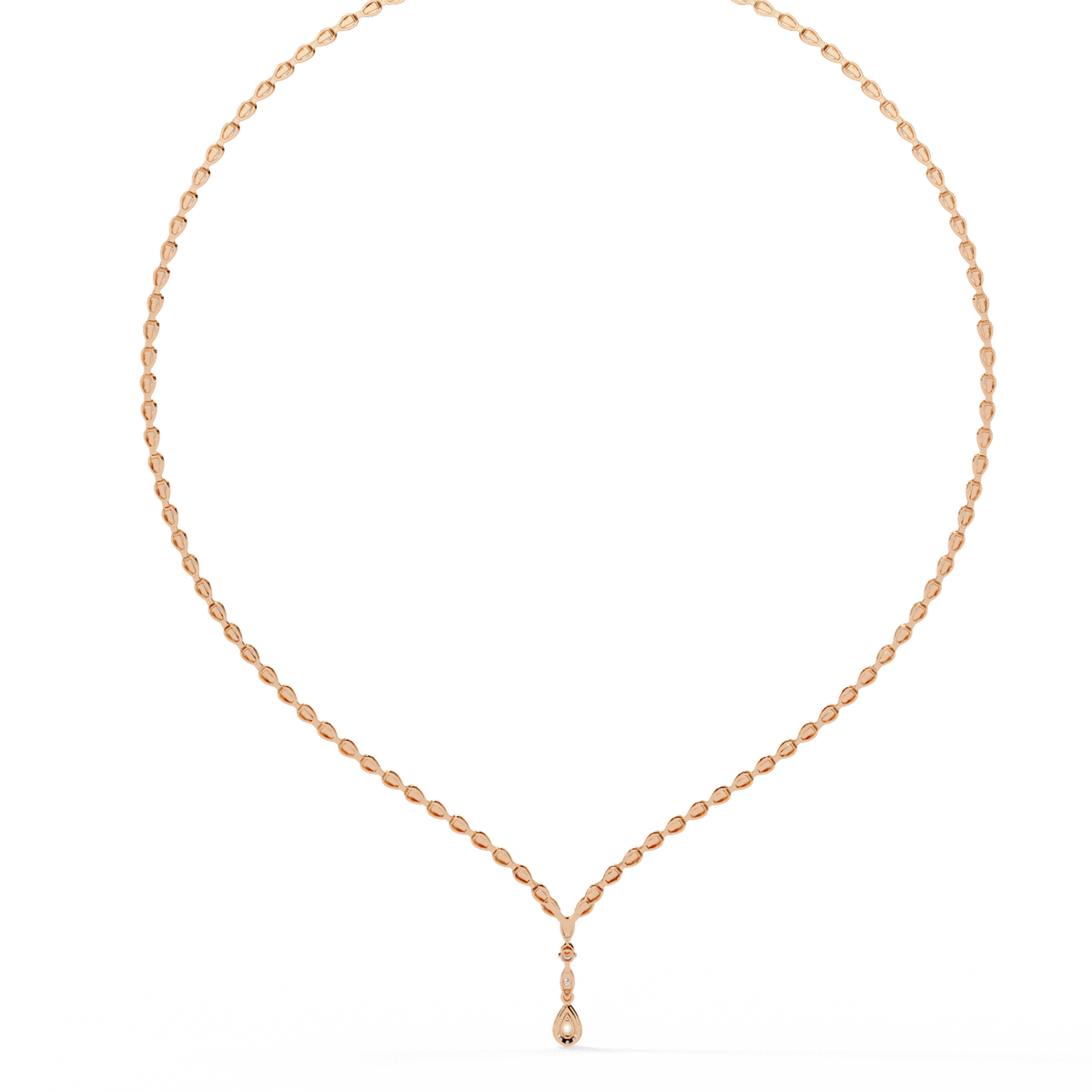 Pear Moissanite Diamond V Drop Tennis Necklace - View 6