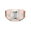 Emerald Cut Moissanite Diamond Signet Ring With Trillion Accents - View 2