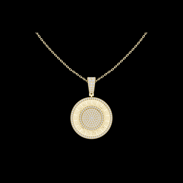 Circular Maze Motif Statement Charm Pendant Round Moissanite Diamond