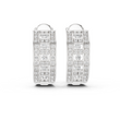 Round Lab Diamond Geometric Grid C Hoop Earrings with Micro Pavé Rows - View 3