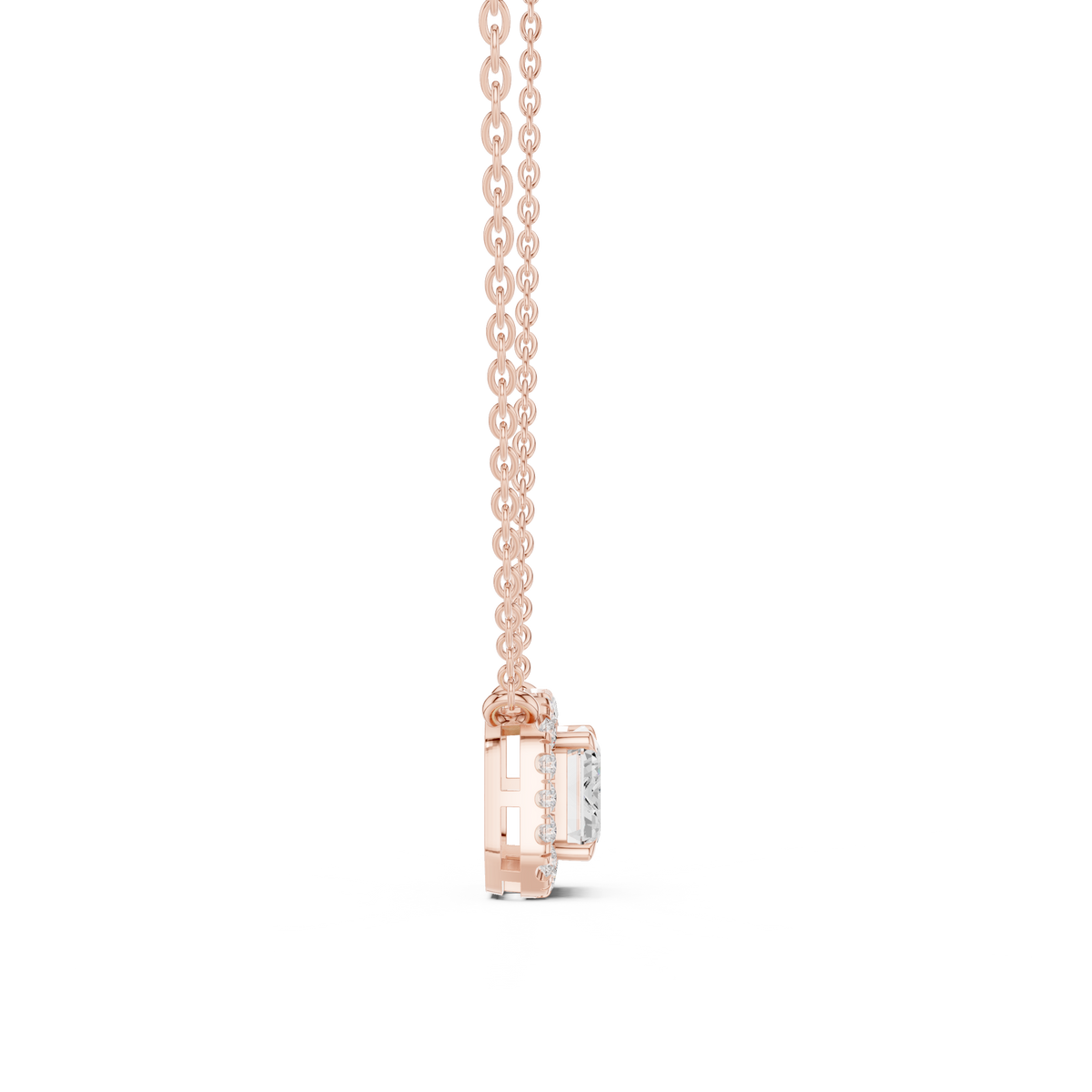 Emerald Cut Halo Pendant with Round Lab Grown Diamonds - View 5