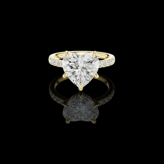 Halo Heart Cut Moissanite Diamond Pave Engagement Ring