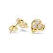 Three Stone Heart Round Brilliant Cut Moissanite Diamond Stud Earrings Trefoil Cluster - View 7