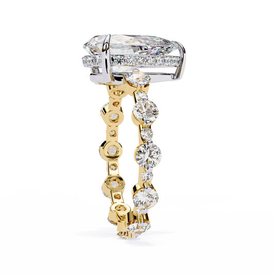 Solitaire Prong Setting Pear Cut Lab Diamond Engagement Ring - View 2